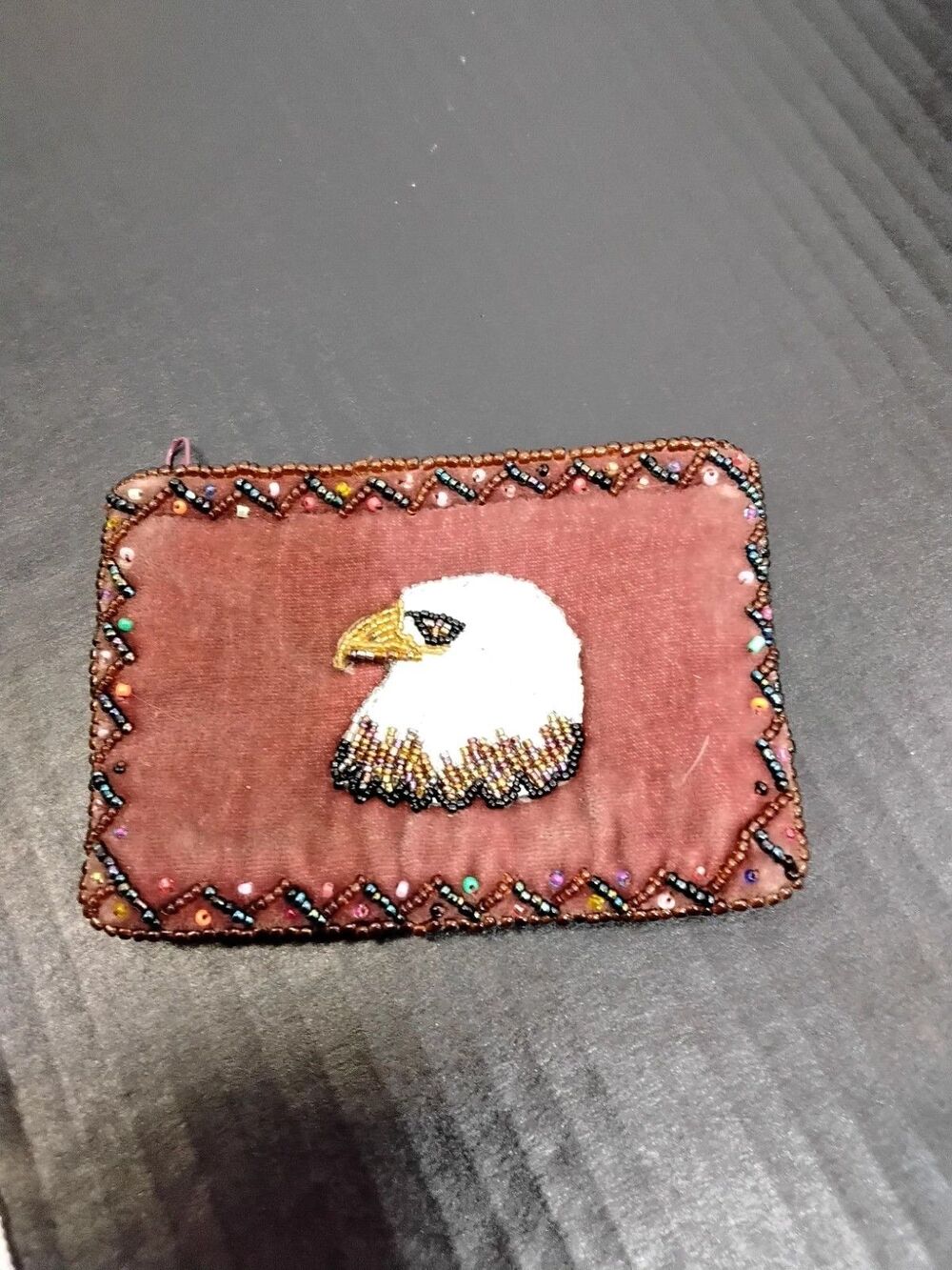 Eagle Velvet Coin Purse beaded